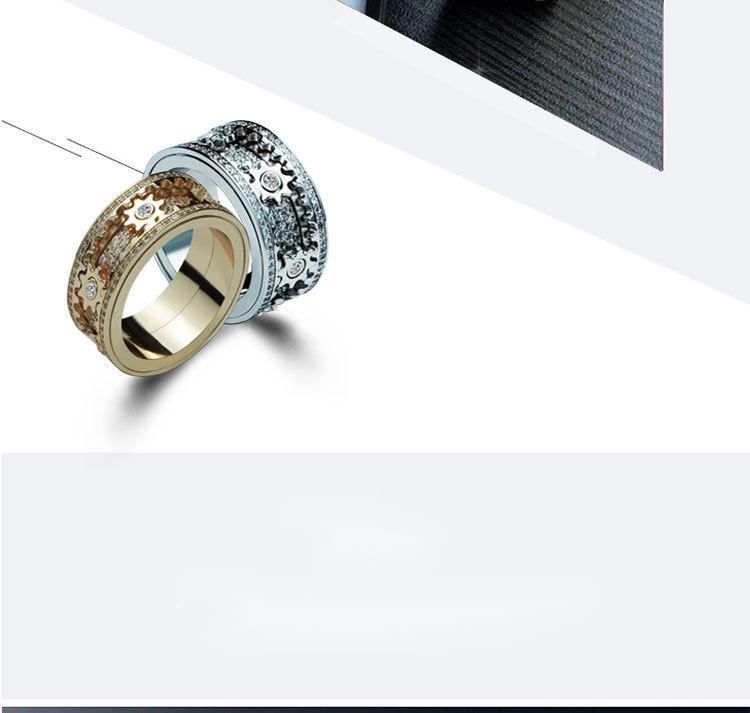Inlaid stone inlaid with gypsophila diamond gear rotating men and women vibrato the same ring - NON BRANDED SUPERMARKET