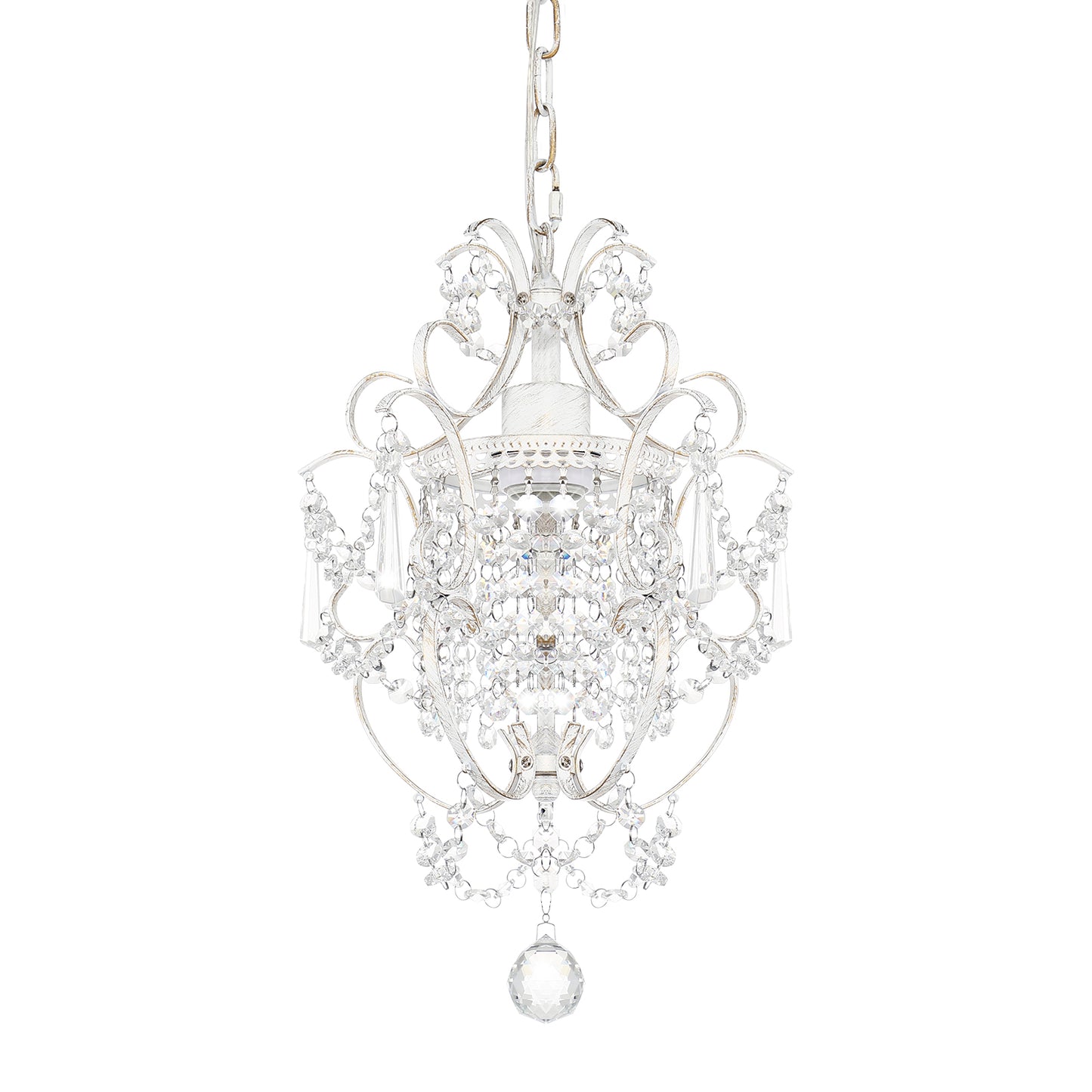 White Chandelier Mini Crystal Chandelier Lighting K9 Crystal Retro Craft Elegant Iron Chandelier for Bedroom - NON BRANDED SUPERMARKET