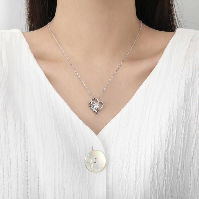 Zircon Double Love Necklace With Rhinestones Ins Personalized Heart-shaped Necklace Clavicle Chain Jewelry For Women Valentine's Day - NON BRANDED SUPERMARKET
