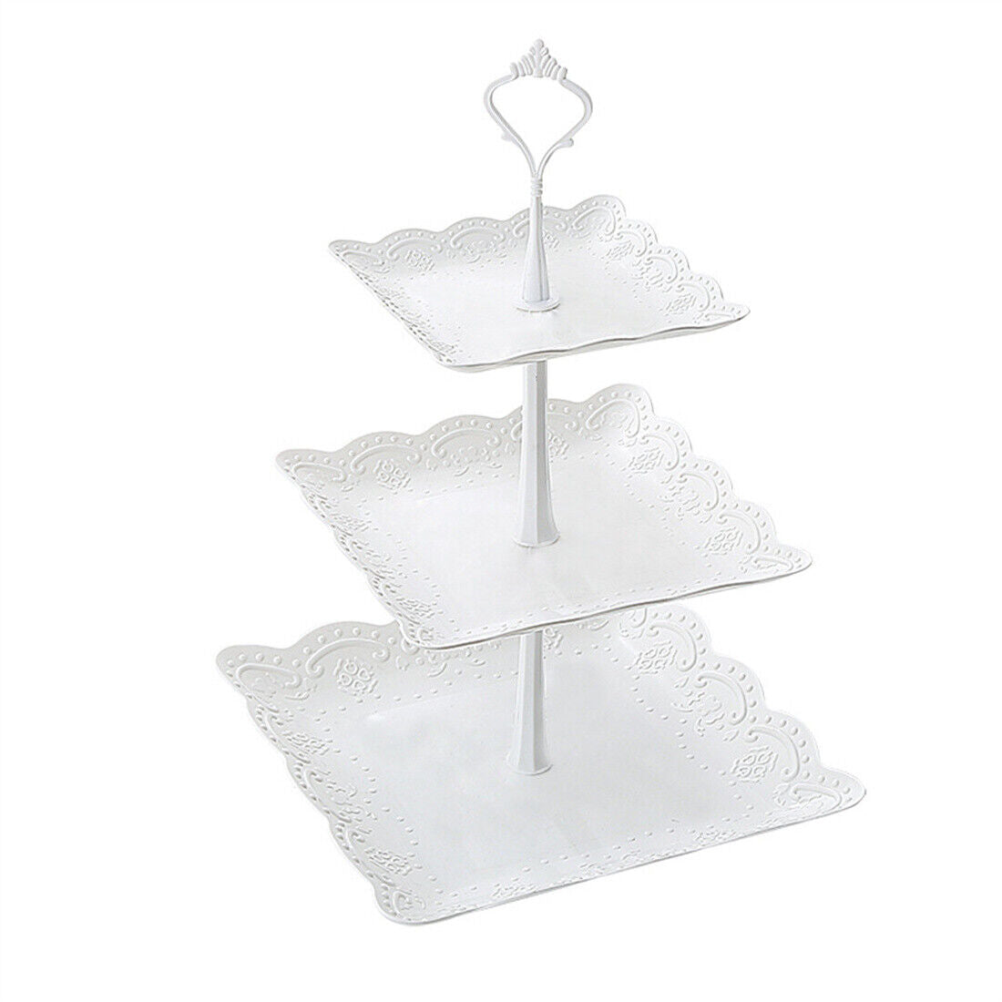 3Tier Cake Stand Afternoon Tea Wedding Party Plates Tableware Embossed Tray UK - NON BRANDED SUPERMARKET