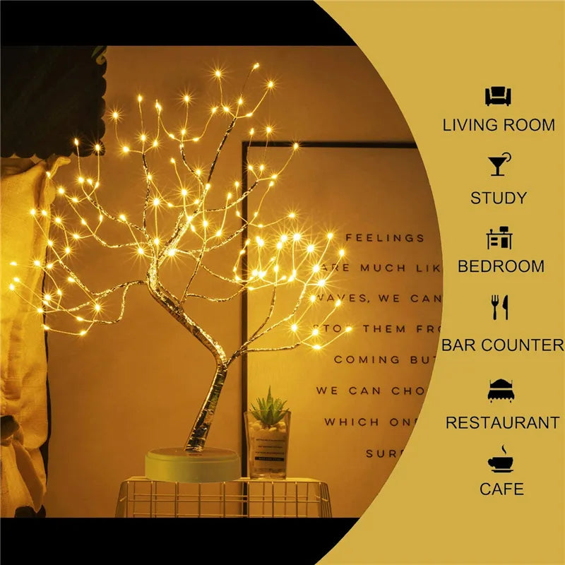 LED Night Light Mini Christmas Tree Copper Wire Garland Lamp - NON BRANDED SUPERMARKET