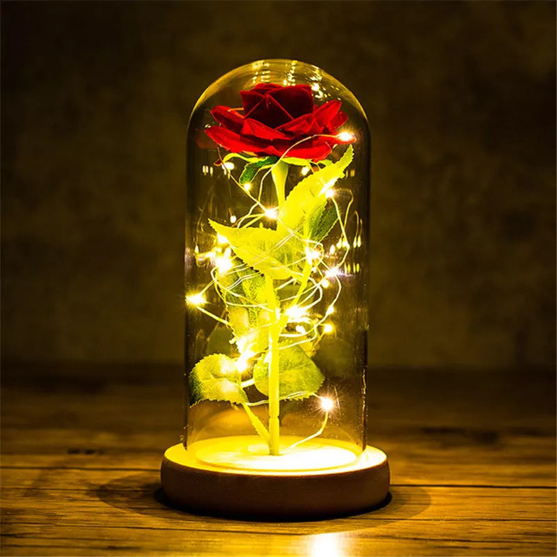 Valentines Day Gift for Girlfriend Eternal Rose LED Light Foil Flower In Glass Cover Mothers Day Wedding favors Bridesmaid Gift - NON BRANDED SUPERMARKET