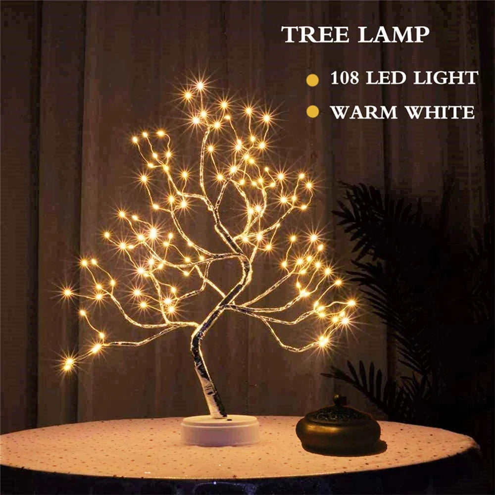 LED Night Light Mini Christmas Tree Copper Wire Garland Lamp - NON BRANDED SUPERMARKET