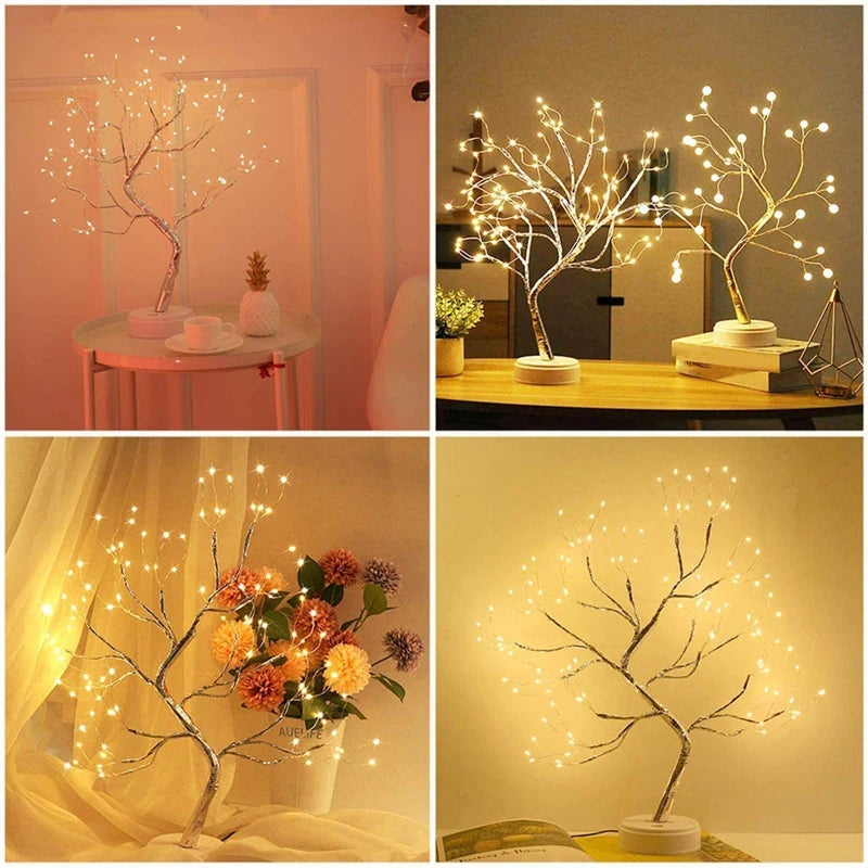 LED Night Light Mini Christmas Tree Copper Wire Garland Lamp - NON BRANDED SUPERMARKET