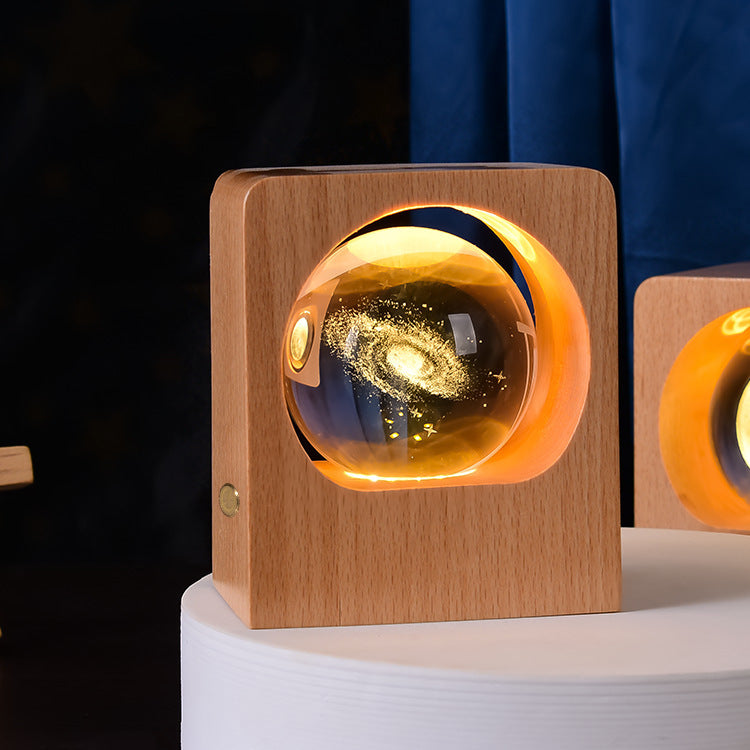 Beech Crystal Ball Night Light 3D Laser Engraving Elk Jellyfish LED Nightlights USB Dimmable Lamp For Bedroom Decoration Gifts Home Decor - NON BRANDED SUPERMARKET