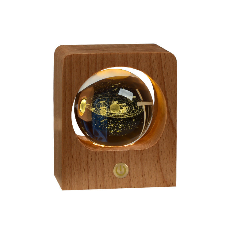 Beech Crystal Ball Night Light 3D Laser Engraving Elk Jellyfish LED Nightlights USB Dimmable Lamp For Bedroom Decoration Gifts Home Decor - NON BRANDED SUPERMARKET