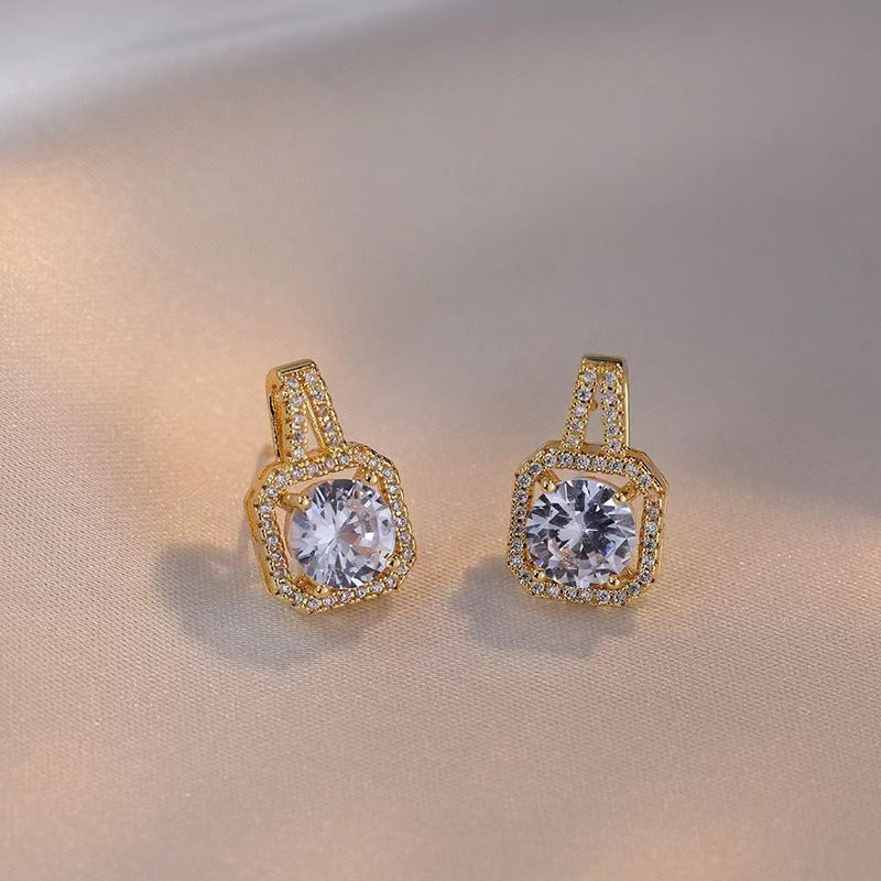 Fashion Jewelry Set Zircon Gem Pendant Chain Choker Necklace For Women Gold Color Stud Earring Statement Wedding Ring - NON BRANDED SUPERMARKET
