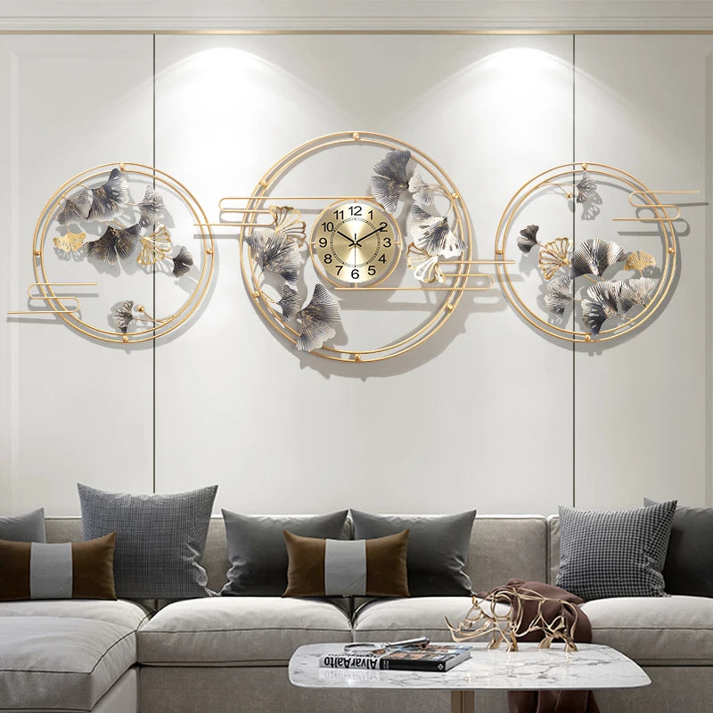 Aesthetic Luxury Wall Clocks Art Mural Living Room Design Wall Watch - NON BRANDED SUPERMARKET