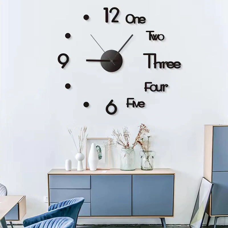 Creative 3D Acrylic Mirror Stickers Wall Clock DIY Digital Clock - NON BRANDED SUPERMARKET