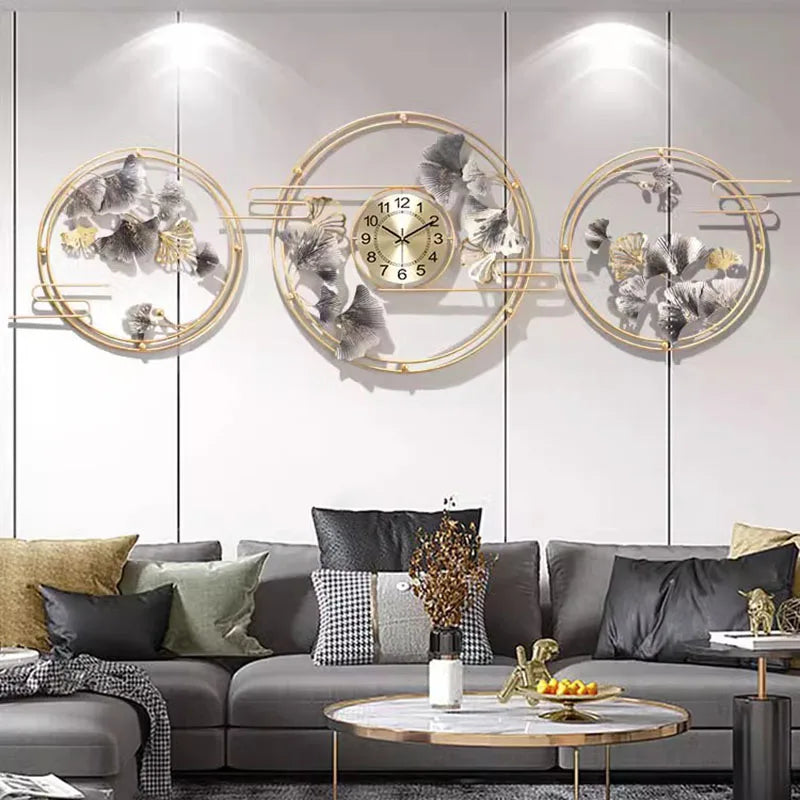 Aesthetic Luxury Wall Clocks Art Mural Living Room Design Wall Watch - NON BRANDED SUPERMARKET