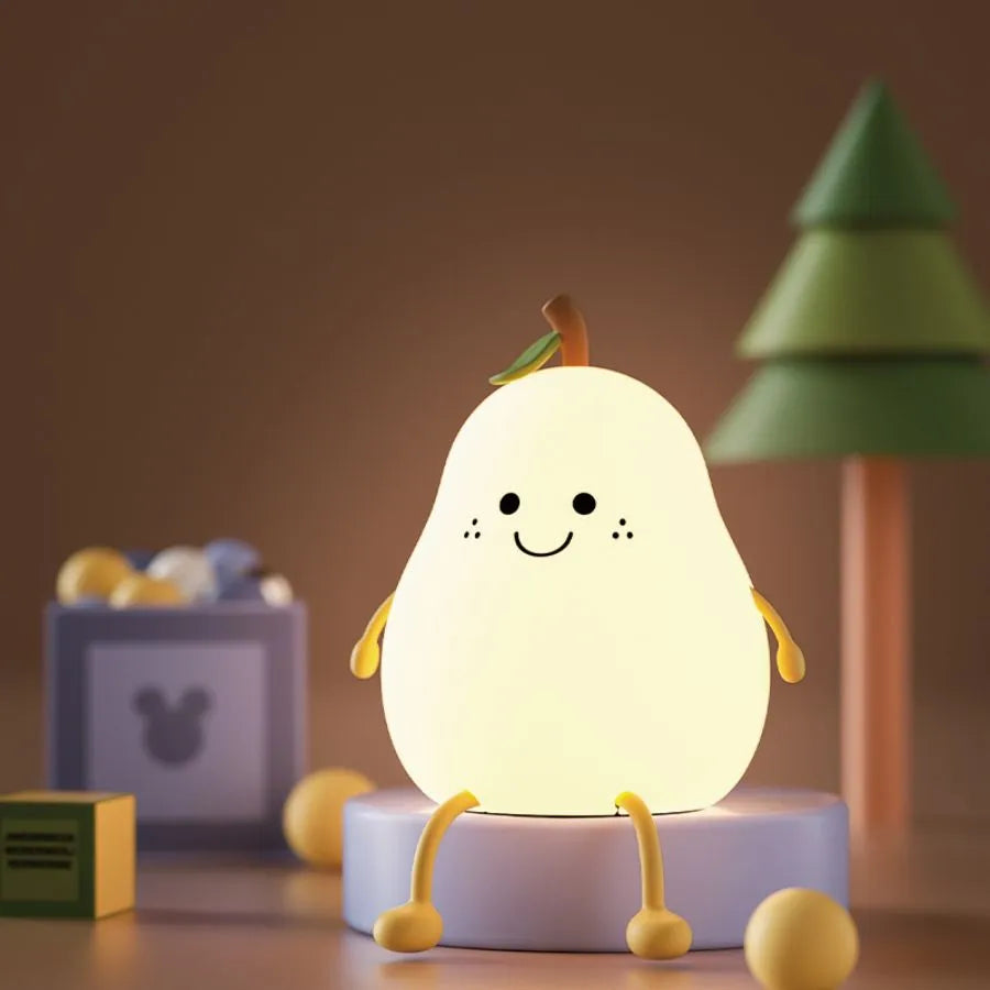 LED Pear Fruit Silicone Night Light USB Rechargeable Cartoon Bedside Lamp - NON BRANDED SUPERMARKET
