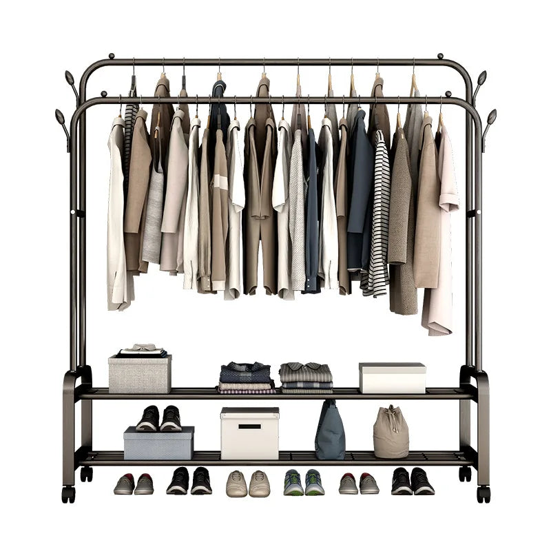 Clothes Racks Hotel Furniture for Wardrobe Room Hanger Floor Standing Coat Rack Folding Portable Cabinets Shelving Shoe-shelf - NON BRANDED SUPERMARKET