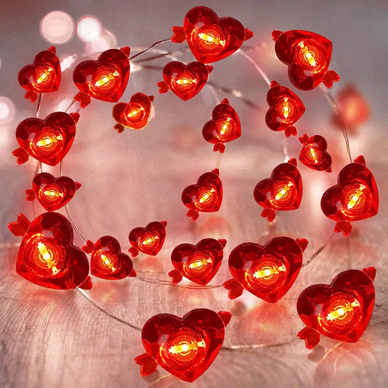 20 Led Acrylic Love Heart Wedding String Fairy Light Red Girl String Light Indoor Wedding Party Garland Valentines Day Decor - NON BRANDED SUPERMARKET
