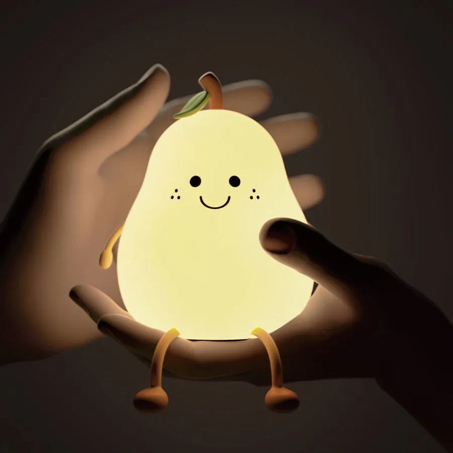 LED Pear Fruit Silicone Night Light USB Rechargeable Cartoon Bedside Lamp - NON BRANDED SUPERMARKET