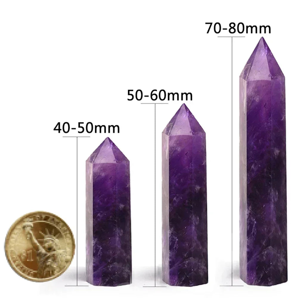 Natural Stone and Crystals Point Wand Witchcraft Rose Quartz Amethyst - NON BRANDED SUPERMARKET