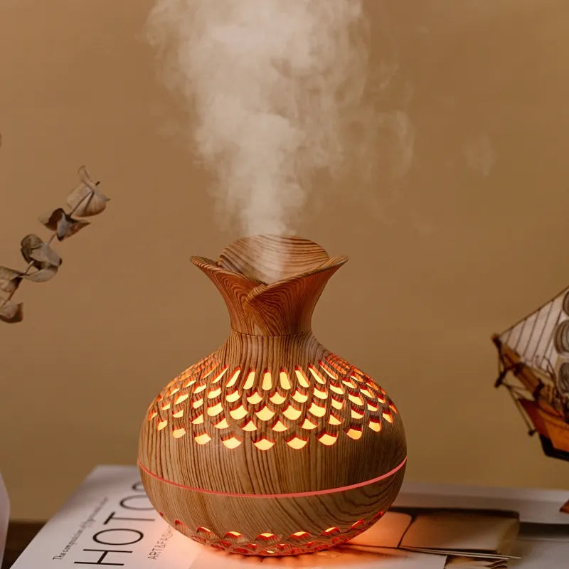 Wood Grain Mini Vase Air Humidifier USB Electric Ultrasonic Water Aroma Essential Oil Diffuser Home Room Fragrance Air Purifier - NON BRANDED SUPERMARKET