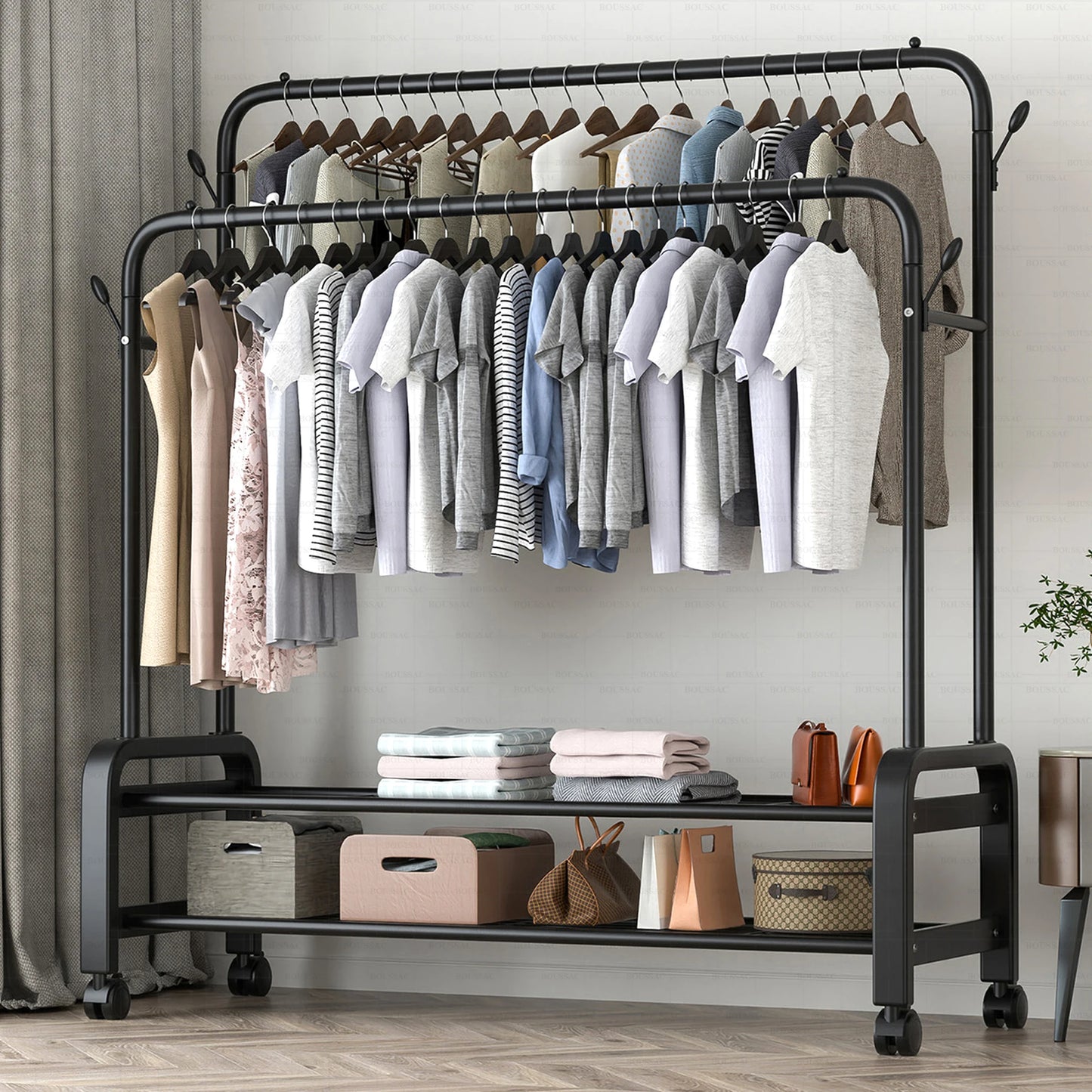 Clothes Racks Hotel Furniture for Wardrobe Room Hanger Floor Standing Coat Rack Folding Portable Cabinets Shelving Shoe-shelf - NON BRANDED SUPERMARKET