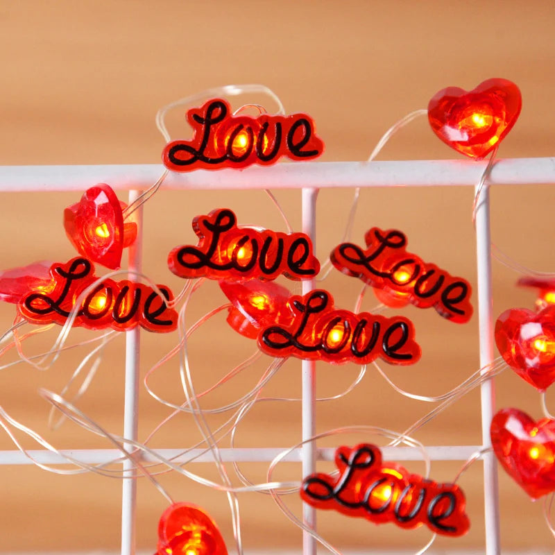 20 Led Acrylic Love Heart Wedding String Fairy Light Red Girl String Light Indoor Wedding Party Garland Valentines Day Decor - NON BRANDED SUPERMARKET