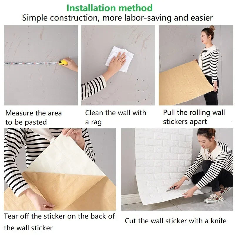 3D Self-adhesive Wallpaper Stickers 3M Brick Wall Stickers Home Decor - NON BRANDED SUPERMARKET