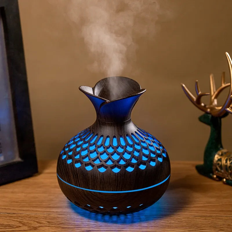 Wood Grain Mini Vase Air Humidifier USB Electric Ultrasonic Water Aroma Essential Oil Diffuser Home Room Fragrance Air Purifier - NON BRANDED SUPERMARKET