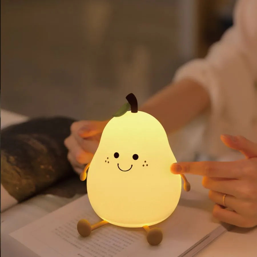 LED Pear Fruit Silicone Night Light USB Rechargeable Cartoon Bedside Lamp - NON BRANDED SUPERMARKET