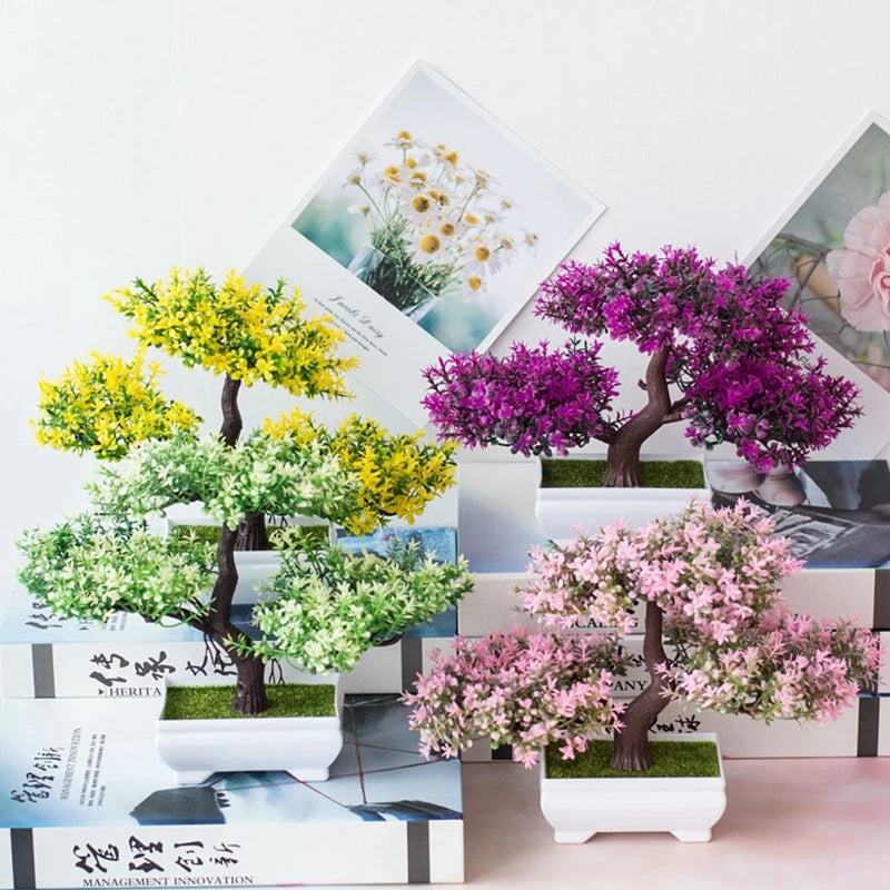 Artificial Plants Bonsai Small Tree Pot Fake Plant Flowers Potted Ornaments - NON BRANDED SUPERMARKET