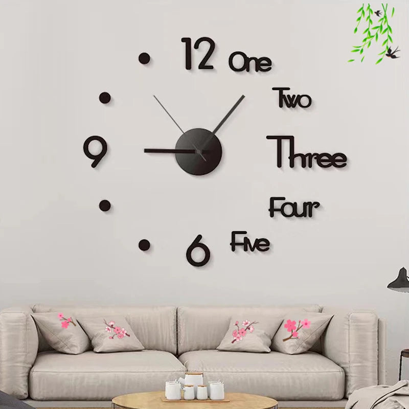 Creative 3D Acrylic Mirror Stickers Wall Clock DIY Digital Clock - NON BRANDED SUPERMARKET