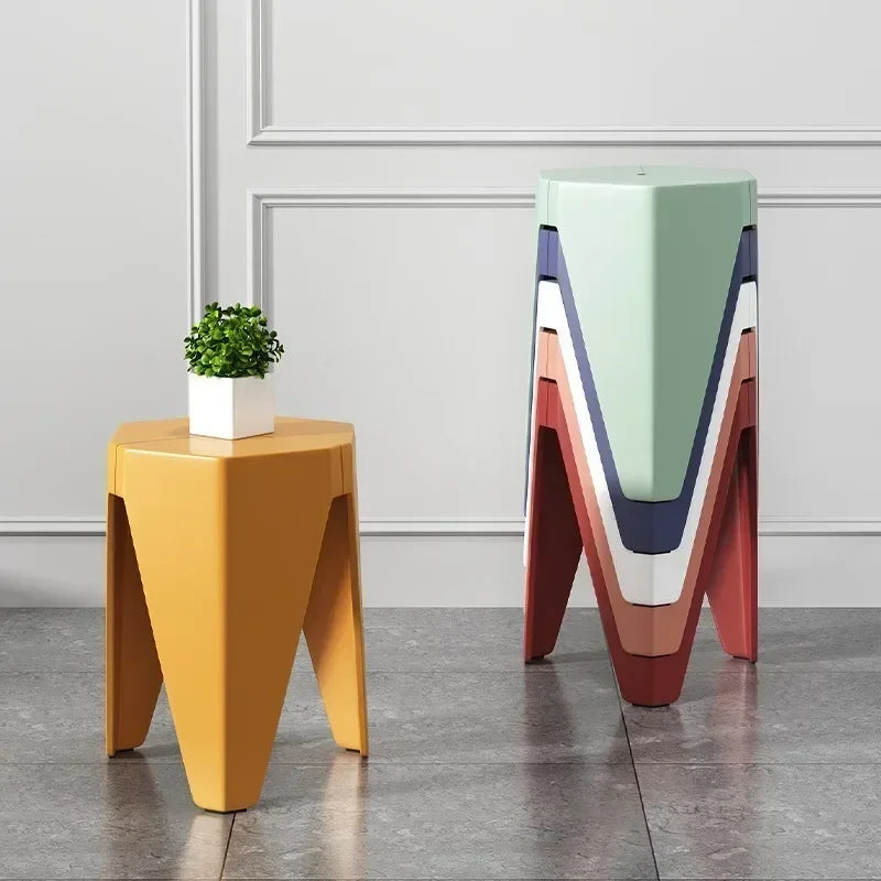 Household high stool, living room square stool, stackable stool, household goods, durable stool chair - NON BRANDED SUPERMARKET