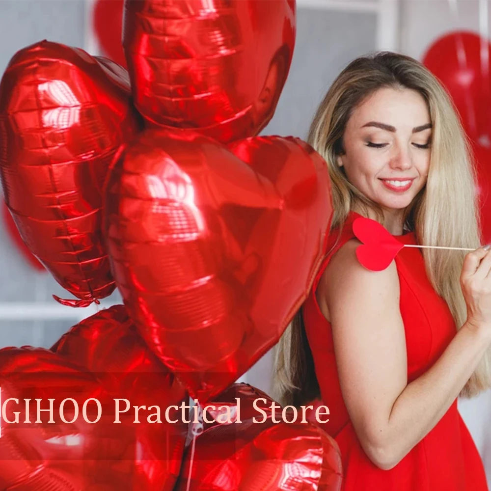 5/10/18/36 inch Red Heart Inflatable Foil Balloons Valentines Day Wedding Decorations Birthday Party Anniversary Globos Supplies - NON BRANDED SUPERMARKET