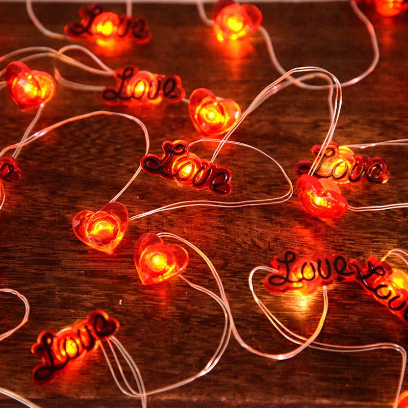 20 Led Acrylic Love Heart Wedding String Fairy Light Red Girl String Light Indoor Wedding Party Garland Valentines Day Decor - NON BRANDED SUPERMARKET