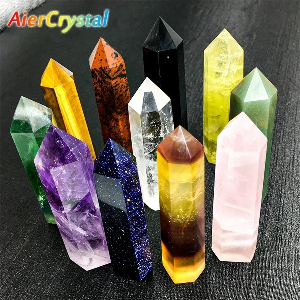Natural Stone and Crystals Point Wand Witchcraft Rose Quartz Amethyst - NON BRANDED SUPERMARKET