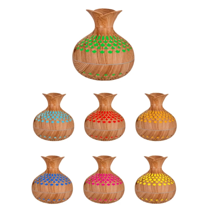 Wood Grain Mini Vase Air Humidifier USB Electric Ultrasonic Water Aroma Essential Oil Diffuser Home Room Fragrance Air Purifier - NON BRANDED SUPERMARKET
