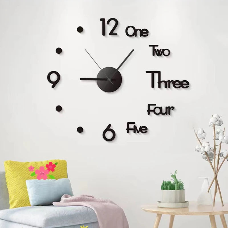 Creative 3D Acrylic Mirror Stickers Wall Clock DIY Digital Clock - NON BRANDED SUPERMARKET