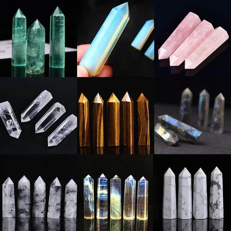 Natural Stone and Crystals Point Wand Witchcraft Rose Quartz Amethyst - NON BRANDED SUPERMARKET