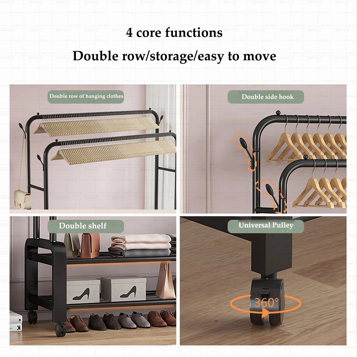 Clothes Racks Hotel Furniture for Wardrobe Room Hanger Floor Standing Coat Rack Folding Portable Cabinets Shelving Shoe-shelf - NON BRANDED SUPERMARKET