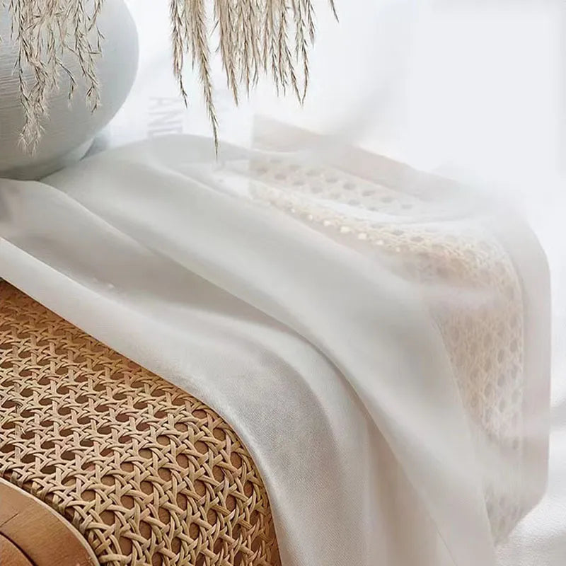 Asazal Solid White Tulle Luxurious Chiffon Sheer Window Curtains For Living Room - NON BRANDED SUPERMARKET