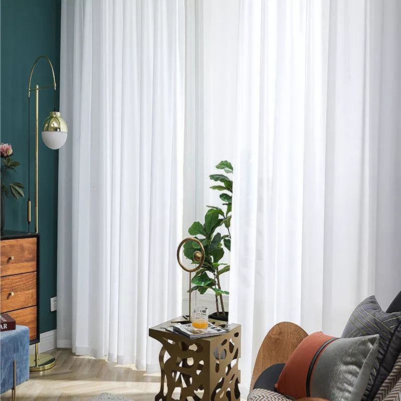 Asazal Solid White Tulle Luxurious Chiffon Sheer Window Curtains For Living Room - NON BRANDED SUPERMARKET