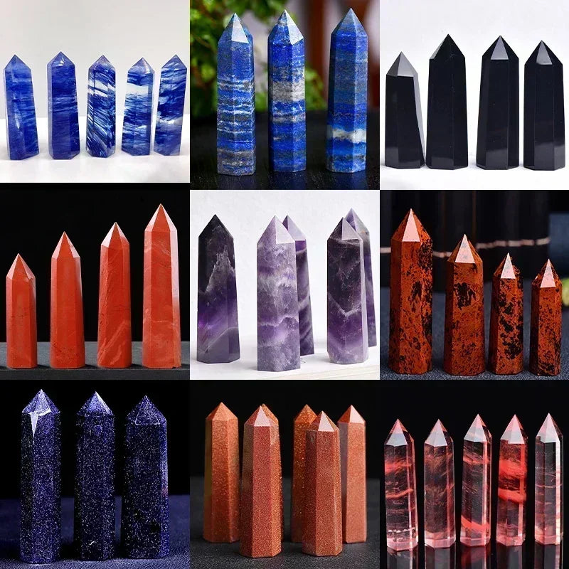 Natural Stone and Crystals Point Wand Witchcraft Rose Quartz Amethyst - NON BRANDED SUPERMARKET