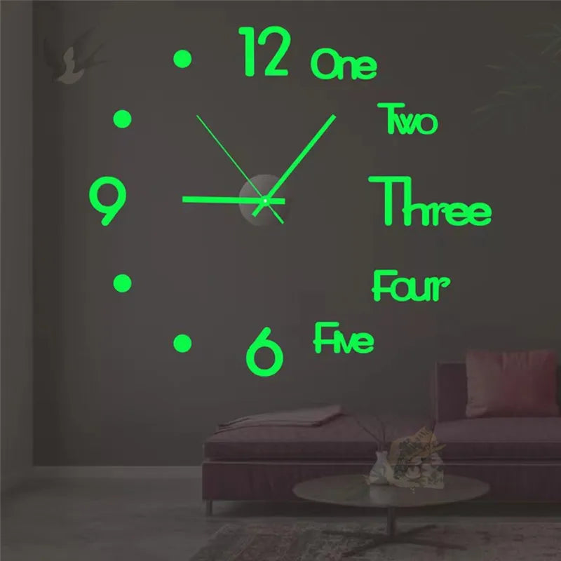 Creative 3D Acrylic Mirror Stickers Wall Clock DIY Digital Clock - NON BRANDED SUPERMARKET