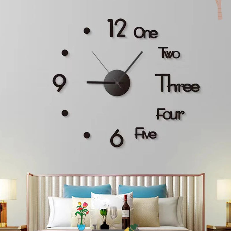 Creative 3D Acrylic Mirror Stickers Wall Clock DIY Digital Clock - NON BRANDED SUPERMARKET