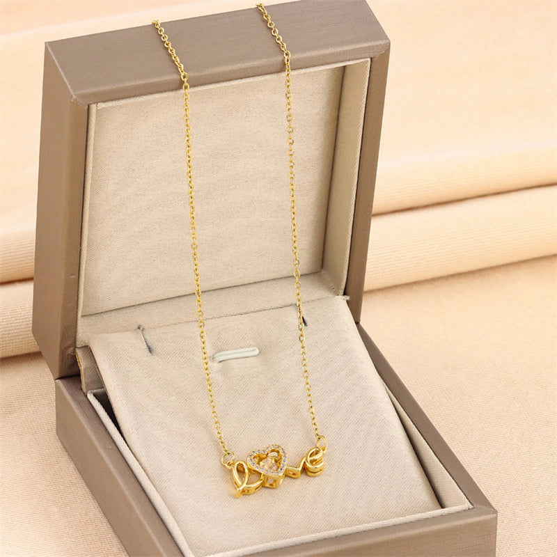 Valentines Day Gift New Titanium Steel Necklace Fashion New Love Smart Necklace Female Clavicle Chain Fashion Jewelry Woman - NON BRANDED SUPERMARKET