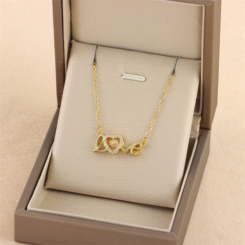 Valentines Day Gift New Titanium Steel Necklace Fashion New Love Smart Necklace Female Clavicle Chain Fashion Jewelry Woman - NON BRANDED SUPERMARKET