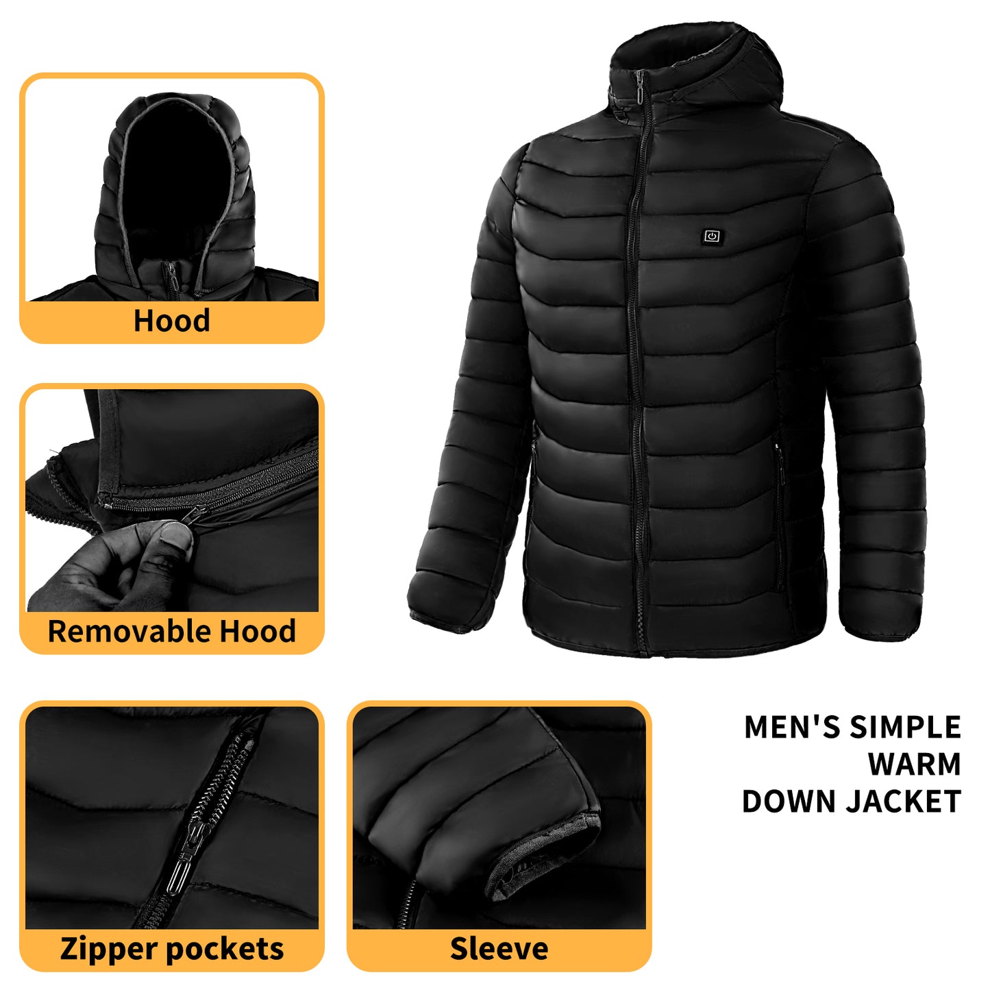 Men's Electric Heated Puffer Jacket - NON BRANDED SUPERMARKET