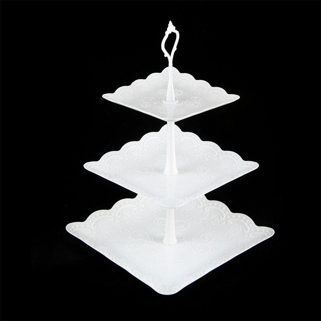 3Tier Cake Stand Afternoon Tea Wedding Party Plates Tableware Embossed Tray UK - NON BRANDED SUPERMARKET