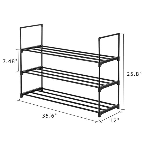 3 Tiers Shoe Rack Shoe Tower Shelf Storage Organizer For Bedroom, Entryway, Hallway, and Closet Black Color - NON BRANDED SUPERMARKET