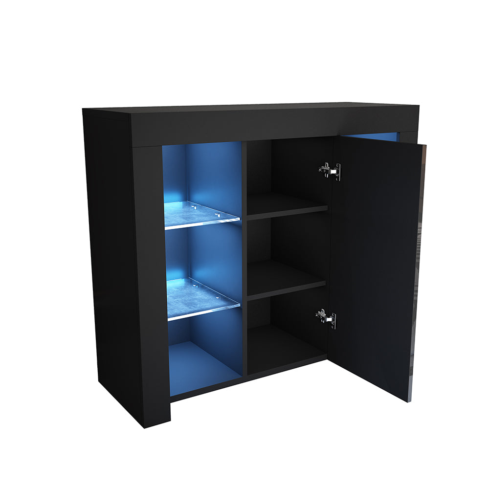 94cm Black Sideboard Cupboard Display Cabinet RGB LED - NON BRANDED SUPERMARKET