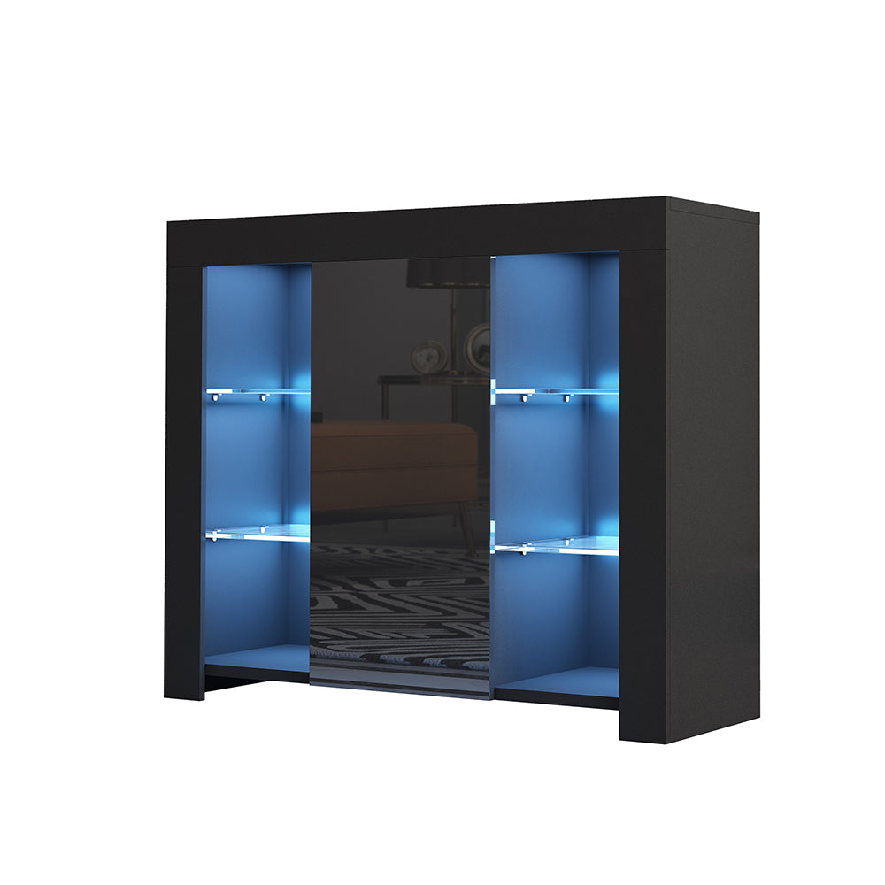 94cm Black Sideboard Cupboard Display Cabinet RGB LED - NON BRANDED SUPERMARKET
