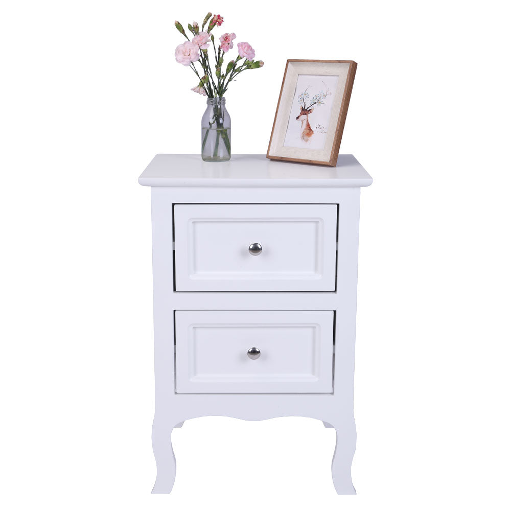 2pcs Country Style Two-Tier Night Tables Large Size White - NON BRANDED SUPERMARKET