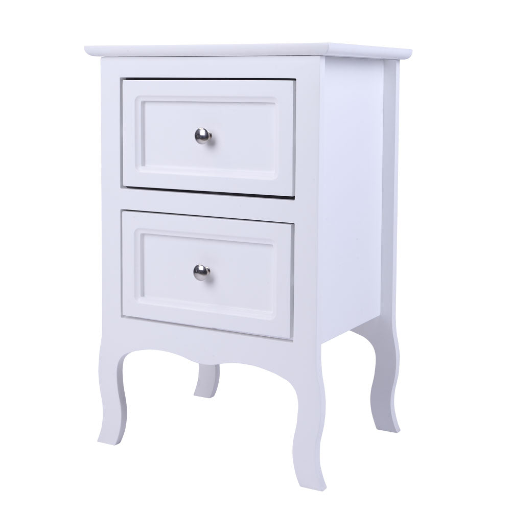 2pcs Country Style Two-Tier Night Tables Large Size White - NON BRANDED SUPERMARKET