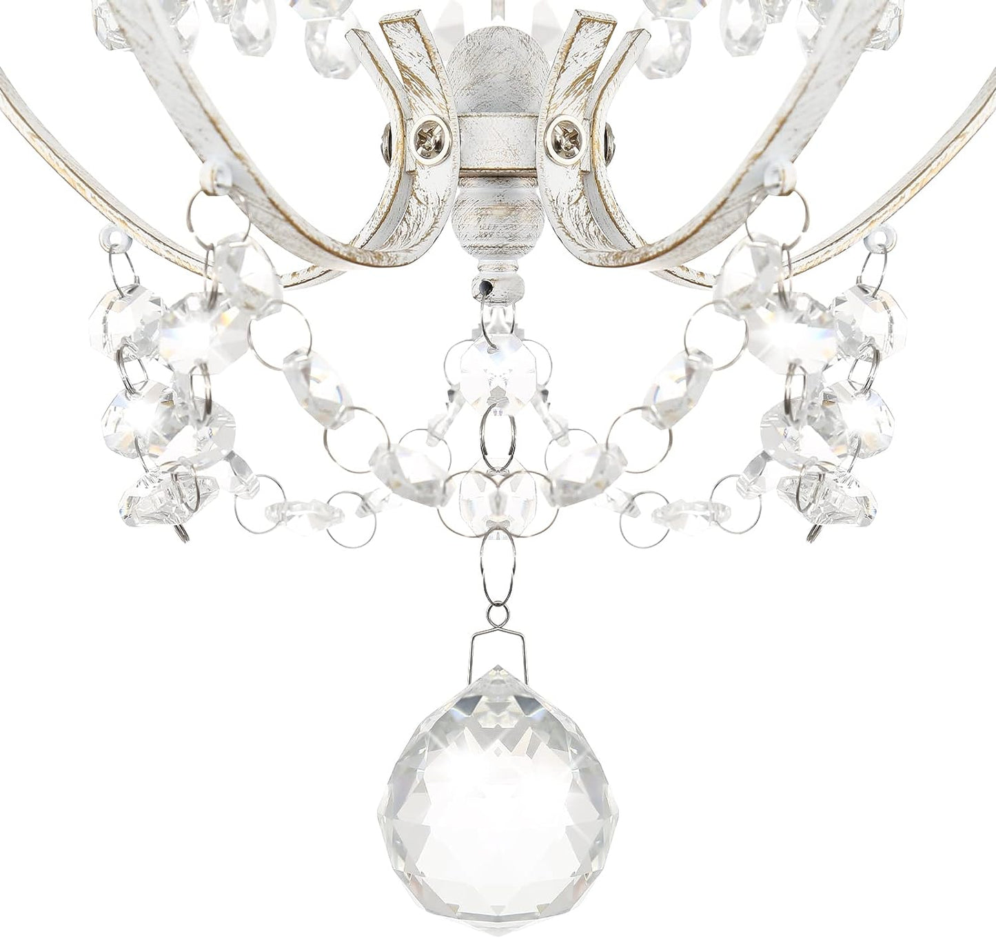 White Chandelier Mini Crystal Chandelier Lighting K9 Crystal Retro Craft Elegant Iron Chandelier for Bedroom - NON BRANDED SUPERMARKET